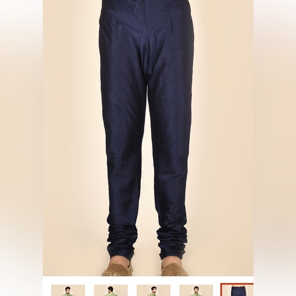 Blue Jacquard Silk Sherwani Set For Men by ARYAVIR MALHOTRA - Picture 3 of 8